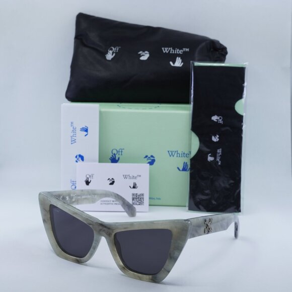 🕶️New Off-White OERI045 EDVARD 0807 Sunglasses - Grey Marble Frame - Picture 10 of 10